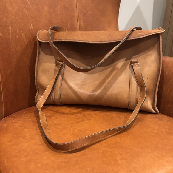 1970/1980s British tan vintage coach envelope tote - Picture 1 of 7
